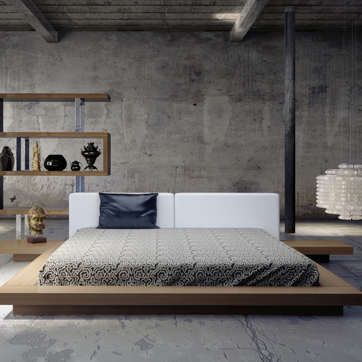 Platform beds are a great minimalist design. They work great with abstract artwork that helps build depth in the room.