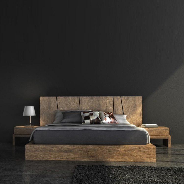 A wooden bedroom design is a sure pleasure for a modern enthusiast. This black design absorbs the reflective light, which can make it seem smaller. However, the trade-off is the great nights sleep your going to get with it's low-light output.