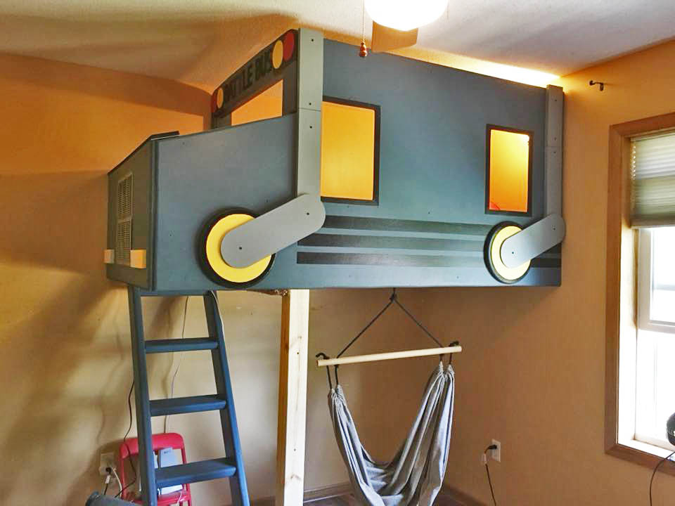 Custom made Fortnite Battle Bus Bedroom playhouse