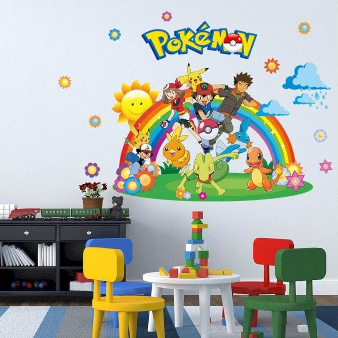 A Pokémon vinyl sticker is a great way to decorate your kids playroom.