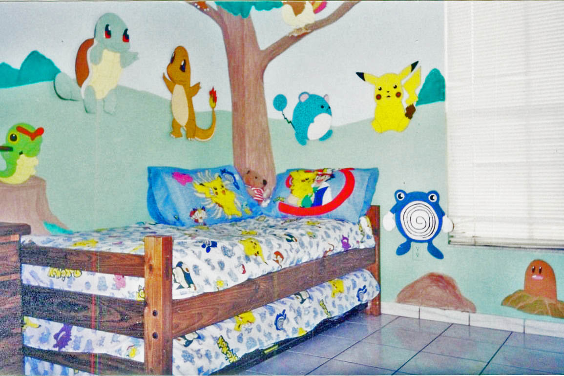 If you're feeling artistic, you can paint some background scenery and make it finish it off with pokemon stickers.