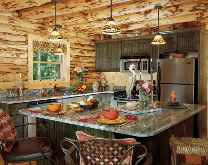 Wood ceilings with this rustic elegant farmhouse design can provide a very warm feeling to your kitchen. It's usually preferred to have an island countertop with seating to help entertain guests.