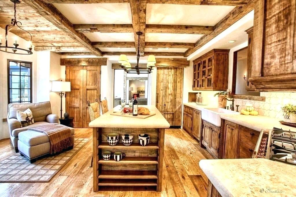 If you're looking for a solid farmhouse design with dark cabinets and wood floors, this is an excellent idea and it even has an island counter top with seating.