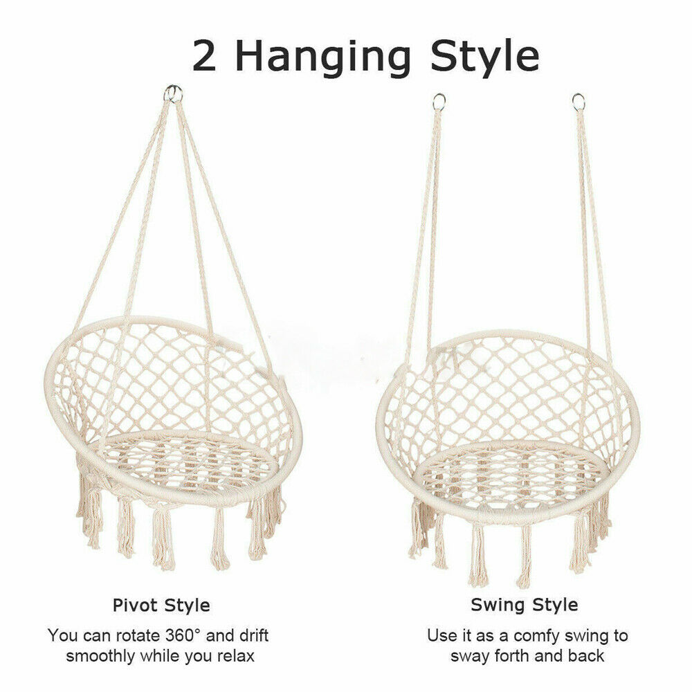 49.2inch Hammock Chair Swing Nordic Style Hanging Swing Chair Hanging Macrame Perfect for Indoor/Outdoor Home Patio Yard Garden