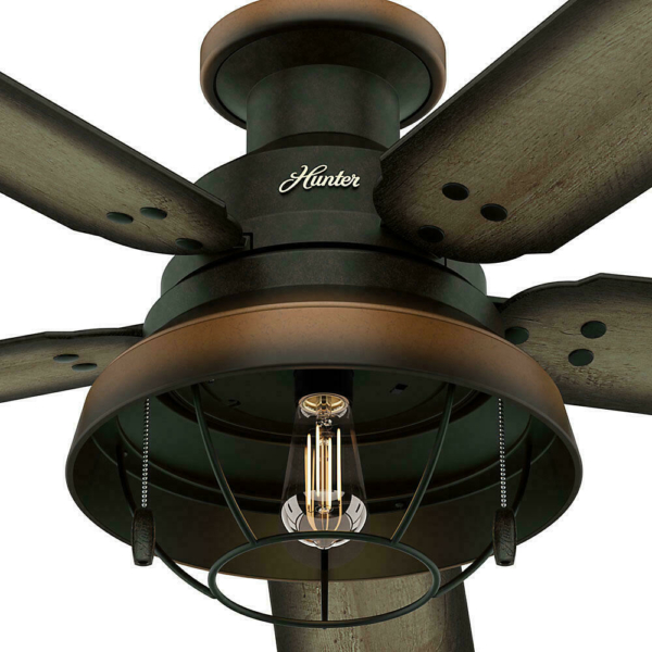 52" Hunter Bronze Outdoor Damp Rated Ceiling Fan w/ LED Light! Lodge Cabin Porch 1