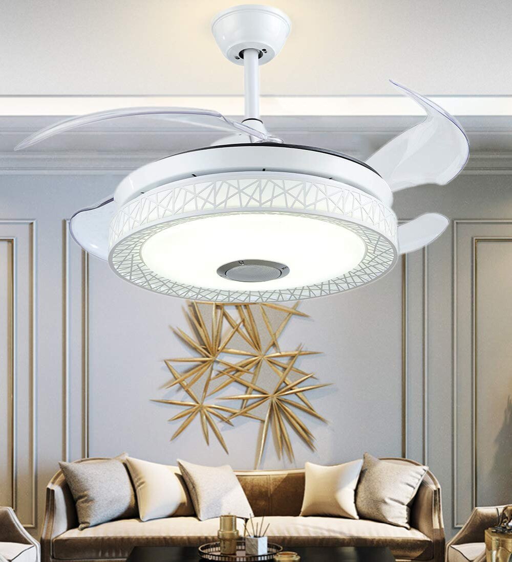 42'' Ceiling Fan Light w/ Bluetooth Speaker Remote Control Mute Invisible Fan