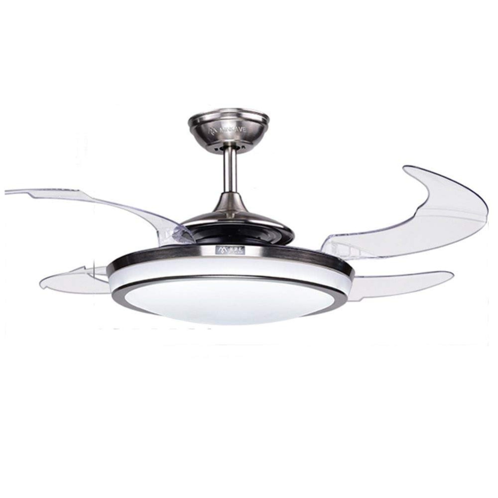 48” Modern Ceiling Fan with Light Remote Control Retractable Blades for Living Room Bedroom Restaurant