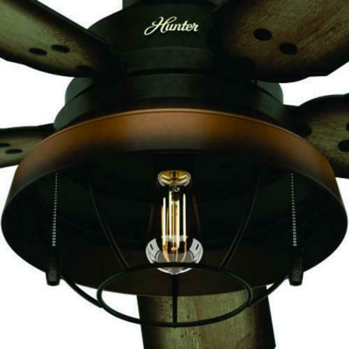 52" Hunter Bronze Outdoor Damp Rated Ceiling Fan w/ LED Light! Lodge Cabin Porch 3