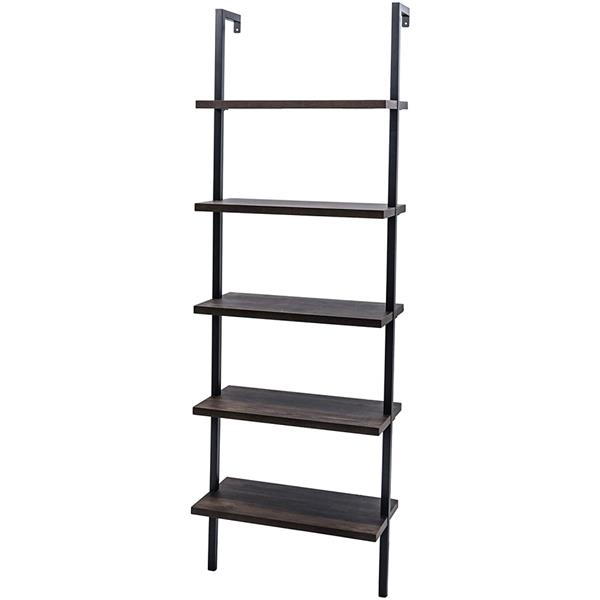 Bookshelf Bookcase 5-Tier Modern Ladder Shelf Multipurpose Storage Rack Industrial Metal Frame Sturdy Easy Install[US-Stock]