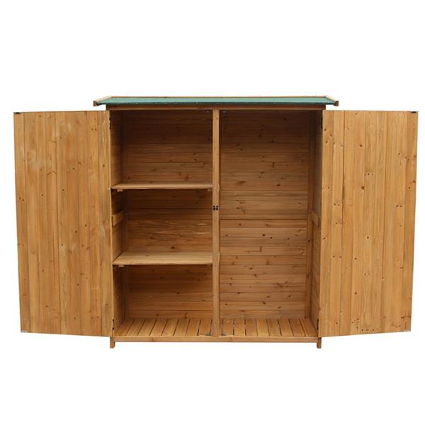 Outdoor Garden Storage Shed House Cabinet Fir Wood Color&Green Suitable for Storing All Kinds of Tools and Accessories[US-Stock]
