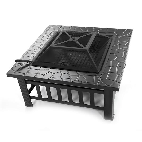 Portable Courtyard Metal Fire Bowl Pit with Accessories Black For Garden Backyard
