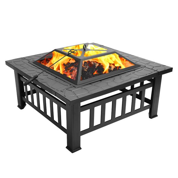 Portable Courtyard Metal Fire Bowl Pit with Accessories Black For Garden Backyard