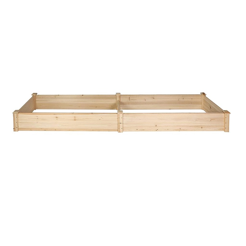 7.5 Feet Raised Garden Bed Wooden Planter Box 2 Separate Planting Space Flower Growing Bag
