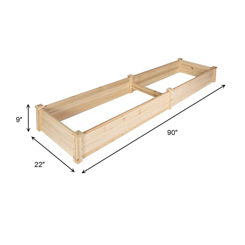 7.5 Feet Raised Garden Bed Wooden Planter Box 2 Separate Planting Space Flower Growing Bag