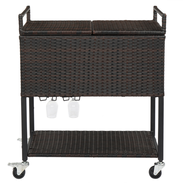 80QT Gradient Rattan With Wine Rack Stainless Steel Panel Drain Pipe Without Foam Freezer Incubator