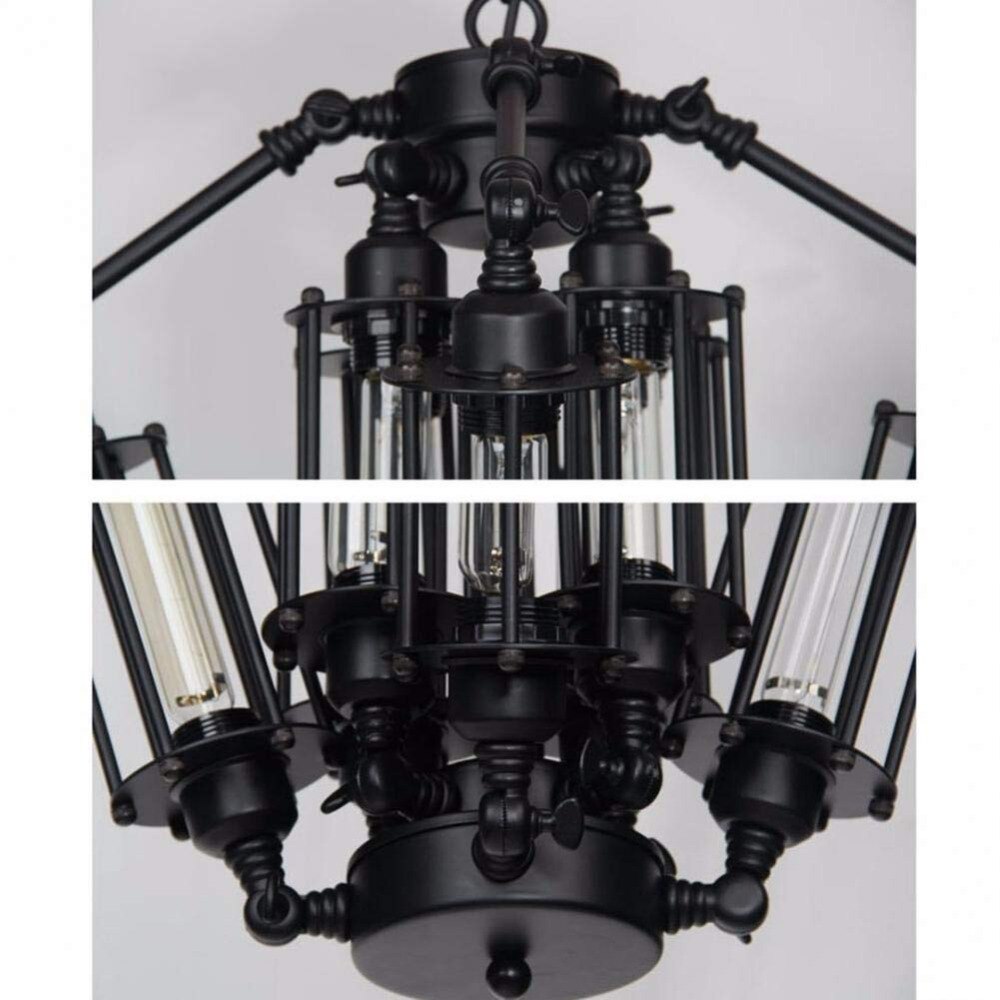 Vintage Matte Black Chandelier Edison Bulb Steampunk Pendant Hanging Lamp Creative Ceiling Lamp Decoration For Hotel Restaurant