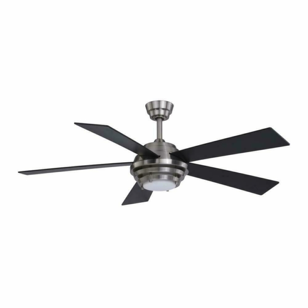 52" Brushed Nickel Industrial Indoor LED Ceiling Fan White Frosted Bowl Light 3