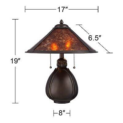 Tiffany Style Table Lamp Bronze Pottery Mica Natural 6