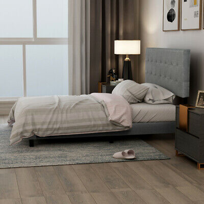 Upholstered Bed Linen Stitch Tufted Platform Bed 3