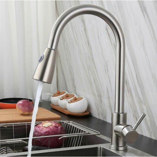 Single Handle High Arc Brushed Nickel Kitchen Sink Faucet with Pull Down Sprayer 9