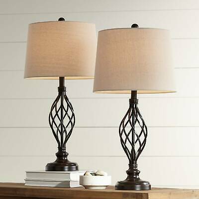 Farmhouse Table Lamps Set of 2 with WiFi Smart Sockets Iron Scroll Living Room