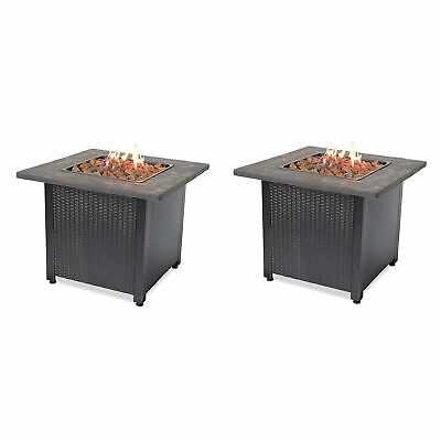 30" Endless Summer Gas Firepit with Lava Rock and Real Slate Mantel (2 Pack) 1