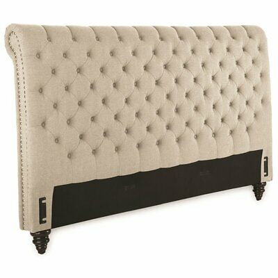 Swanson Tufted King Sleigh Bed in Sand Beige 3