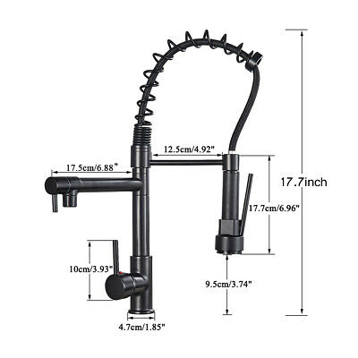 Matte Black LED Kitchen Sink Faucet Pull Down Sprayer Spring With Cover 3