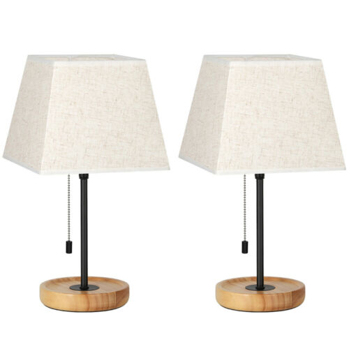 Modern Table Lamps Bedside Lamps 2 Set Nightstand Lamp Convenient Pull Chain 2