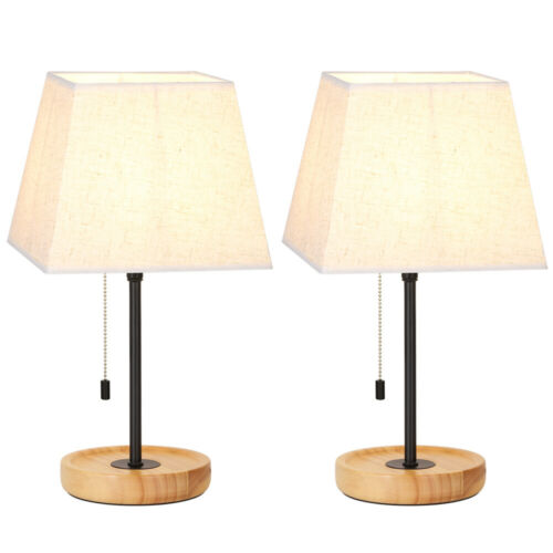 Modern Table Lamps Bedside Lamps 2 Set Nightstand Lamp Convenient Pull Chain 3