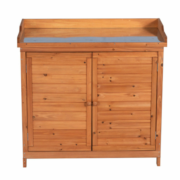 Outdoor Garden Wood Storage Furniture Box Waterproof Tool Shed w/ Potting Bench 7
