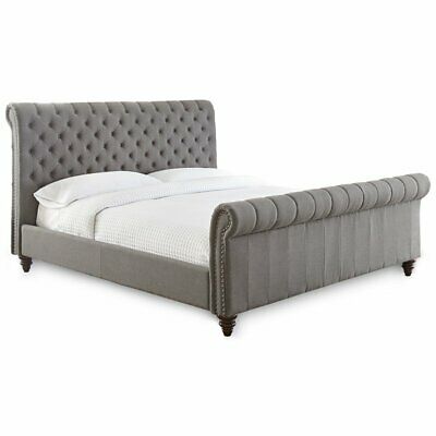 Steve Silver Swanson Tufted King Sleigh Bed in Gray 1