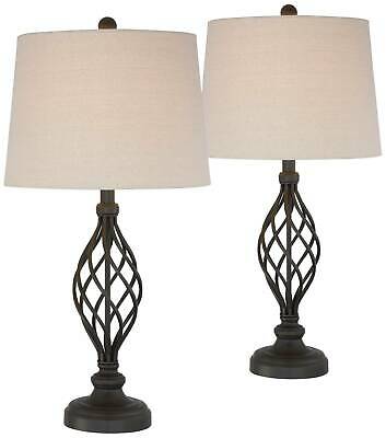 Farmhouse Table Lamps Set of 2 with WiFi Smart Sockets Iron Scroll Living Room 2