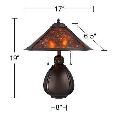 Tiffany Style Table Lamp Bronze Pottery Mica Natural 5