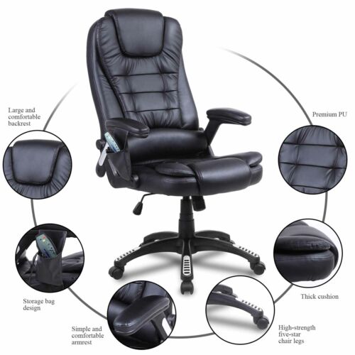 Black PU Leather High Back Massage Office Chair 5