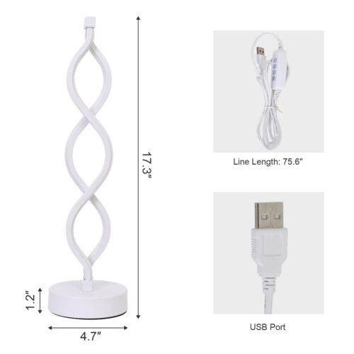 Modern Spiral Table Lamp LED Table Lamp Nightstand Lamp Adjustable Lighting USB 12