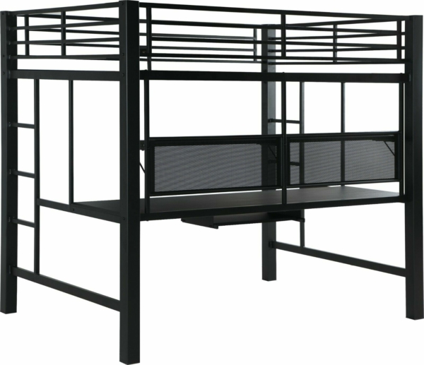 Modern Adult & Teen Heavy Duty Metal Workstation Loft Bunk Bed Full Size - Black 4