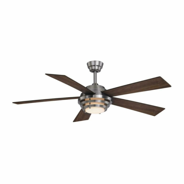 52" Brushed Nickel Industrial Indoor LED Ceiling Fan White Frosted Bowl Light 4