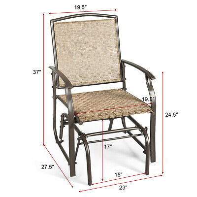 2PCS Patio Swing Single Glider Chair Stable Rocking Seating Steel Frame Brown 9