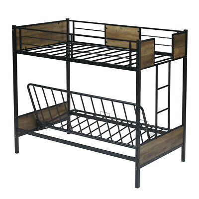Metal Twin Size Full Bunk Bed Frame With Guardrails Ladder 6