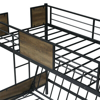 Metal Twin Size Full Bunk Bed Frame With Guardrails Ladder 7