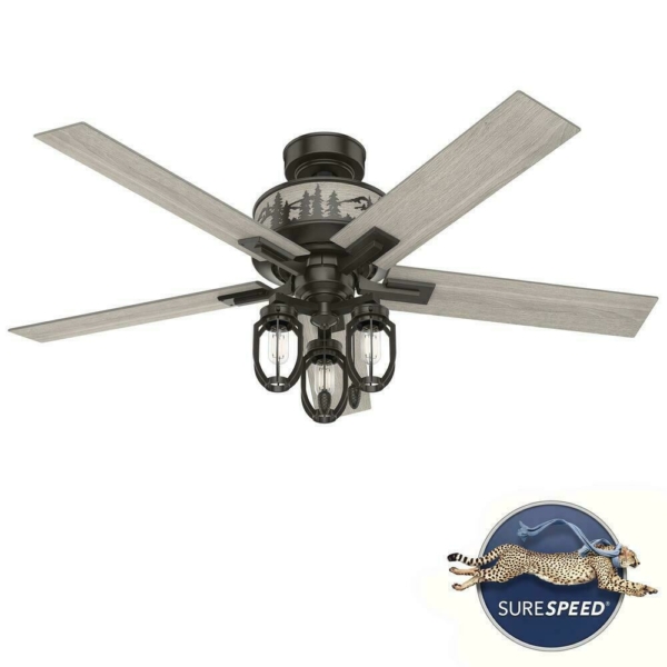 52" Hunter Fan Rustic industrial Farmhouse Lodge Cabin Indoor LED Ceiling Fan 10