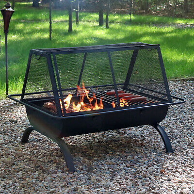 36" Sunnydaze Fire Pit Steel Northland Grill with Spark Screen and Vinyl Cover 2