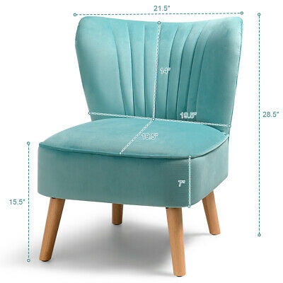 2 Piece Living Room Armless Accent Chair Velvet Leisure Sofa Upholstered Green 2