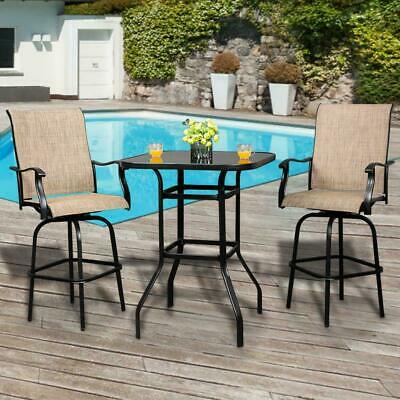 Outdoor Patio Textilene Swivel Bar Stools High Bistro Chairs Table Furniture Set