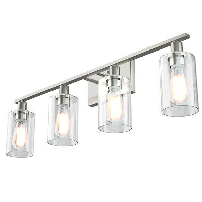 31" Costway 4-Light Wall Sconce Bathroom Decor Vanity Light Fixtures w/ Clear Glass Shades 6