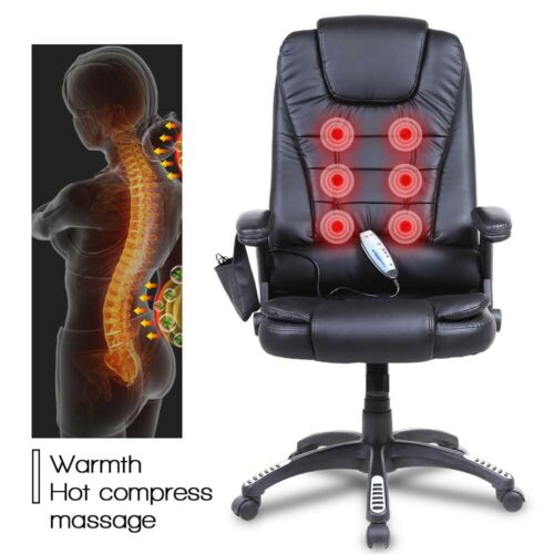 Black PU Leather High Back Massage Office Chair 3
