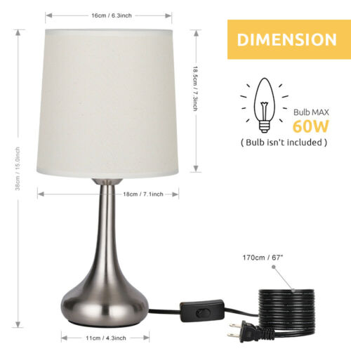 HAITRAL Set of 2 Modern Table Desk Lamp Bedside Nightstand Lamps Bedroom Dorm 3