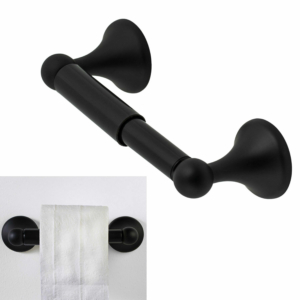 Lakefront Toilet Tissue Paper Holder Two Post Bath Accessory, Black