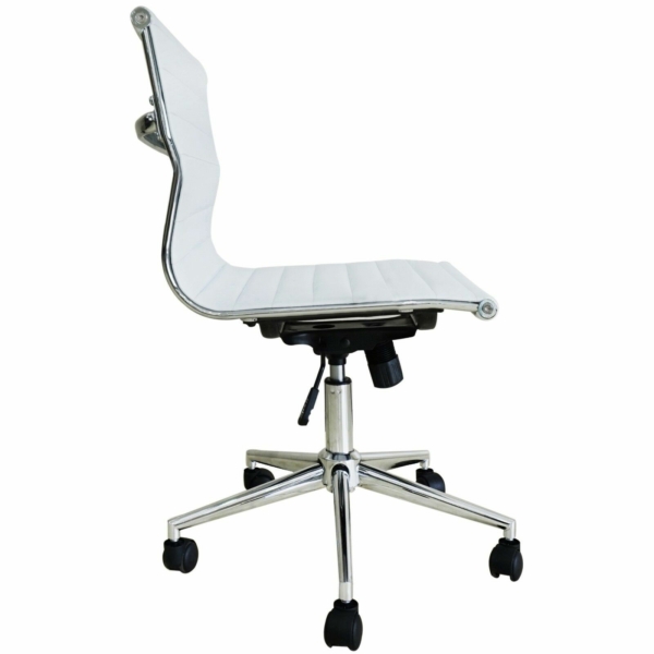 2 Piece Modern Executive Office Chair Mid back PU Leather Armless Desk Chair 8